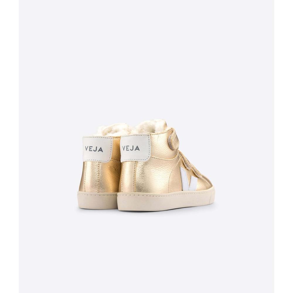 Gold Kids' Veja ESPLAR MID FURED LEATHER Shoes | AU 756AHK